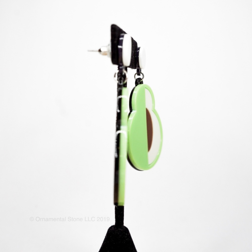 Avocado Pop Art Acrylic Retro Style Earrings #52 - Picture 3 of 5